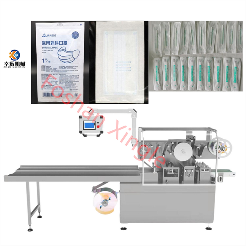 Máquina automática de sellado y envasado de bastoncillos de algodón Nasal de alcohol médico horizontal con envoltura lateral de 4 lados Máquina de envasado de flujo para máscara