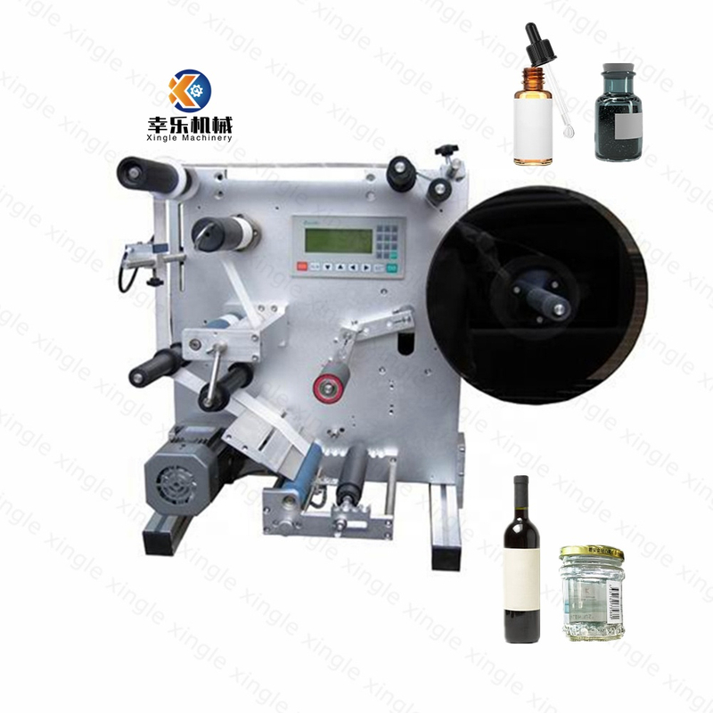 Etiqueta engomada semiautomática de botella redonda de vidrio de plástico, embalaje de impresión manual, frasco de ampolla, latas, máquina de etiquetas de botellas de agua