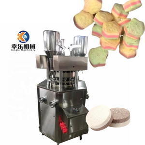 Máquina de prensado de tabletas rotativas de bajo costo de tres colores farmacéuticos, máquina rotativa automática de tabletas prensadoras de píldoras rotativas de dulces